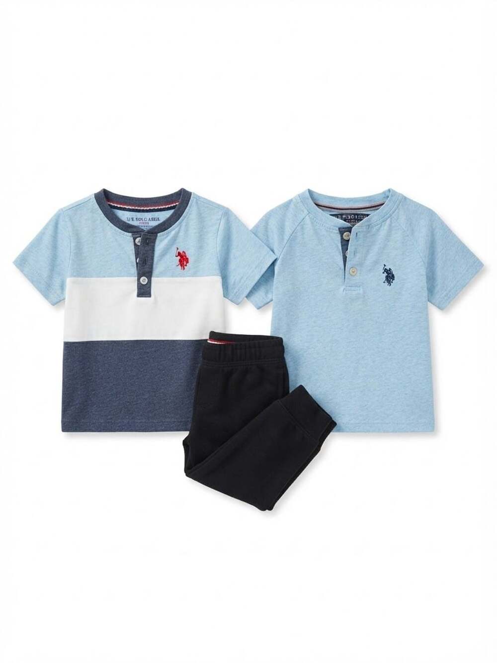 U.S. Polo Assn. Outfit Set Size 2T Blue Colorblock Henley Joggers